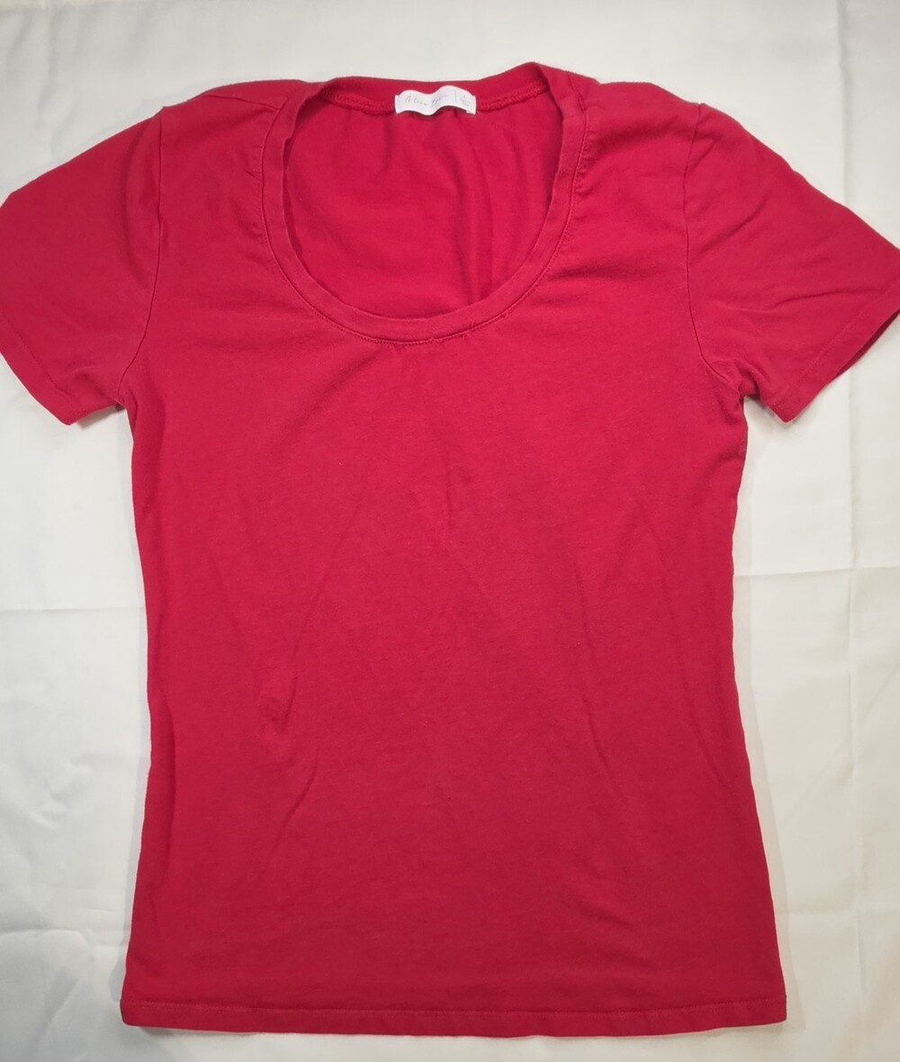 Active Basic Scoop Neck Short Sleeve T Shirt Size Large In Red Sku 0364